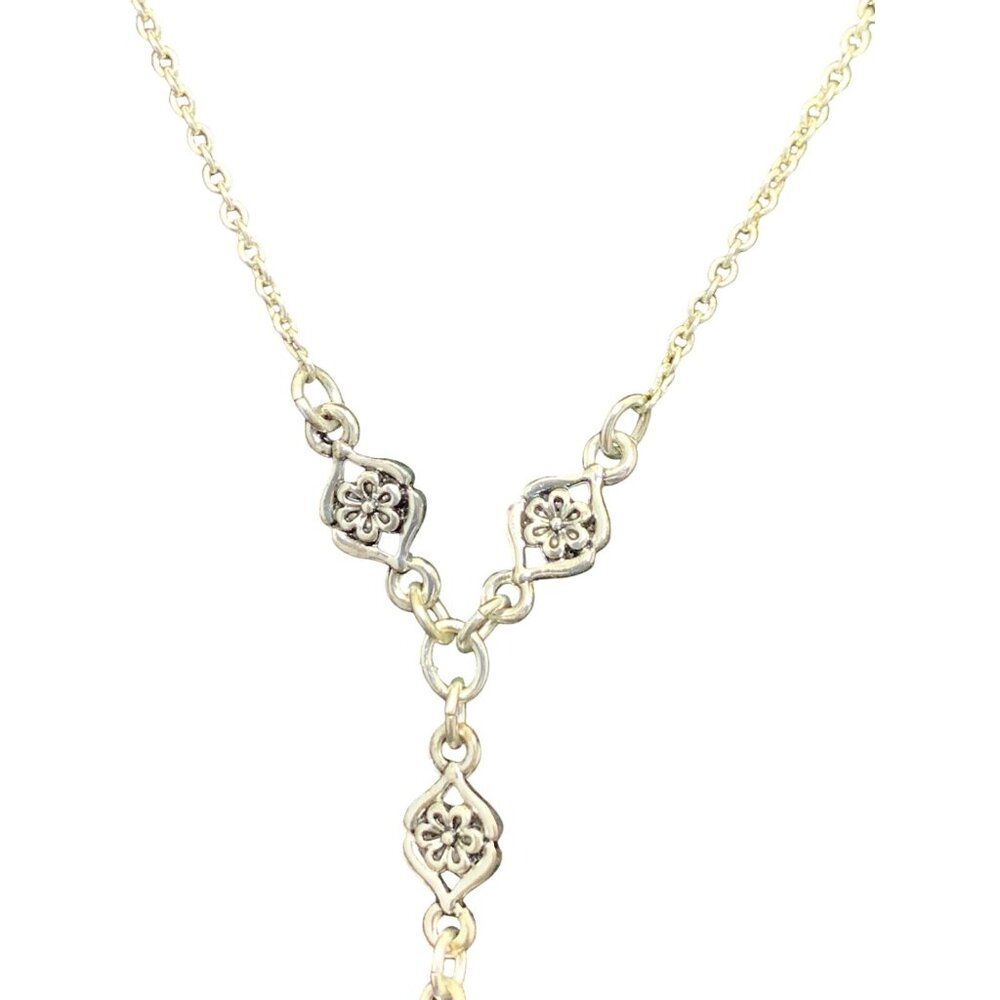 New Avon Silver Tone Purple Faceted Y Necklace (1666) - Picture 3 of 7
